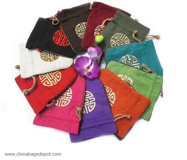 Candy embroidery jute drawstring bags