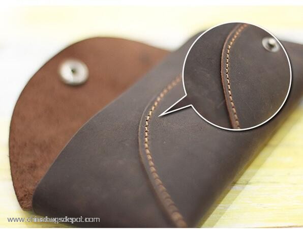 Button cowhide pencil pouch