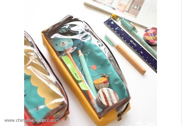 PVC transparent standing pencil case