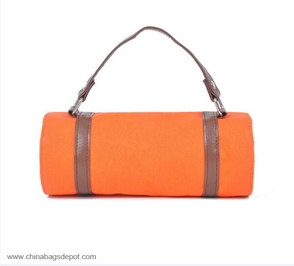 Orange pencil bags with hand pu strap